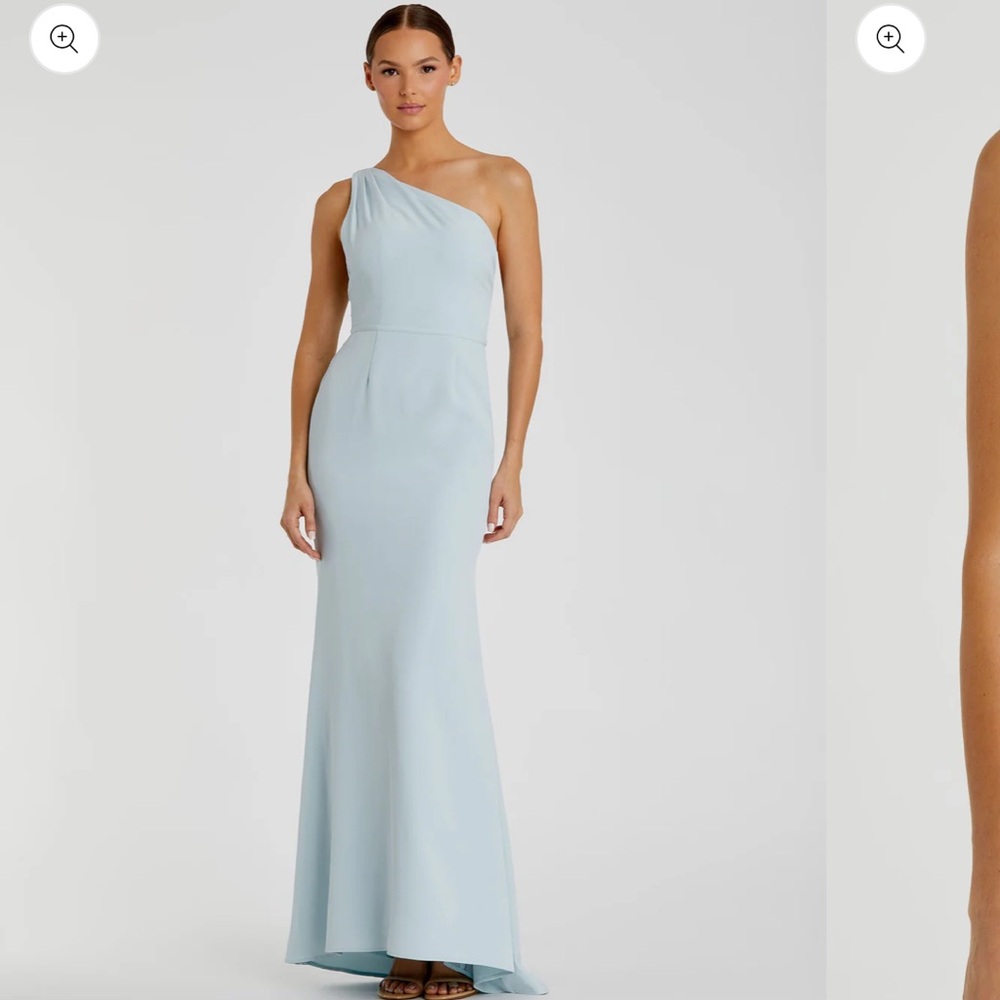 Ieena Mac Duggal 26266 One Shoulder Jersey Mermaid Gown SZ 16 Powder Blue NWT